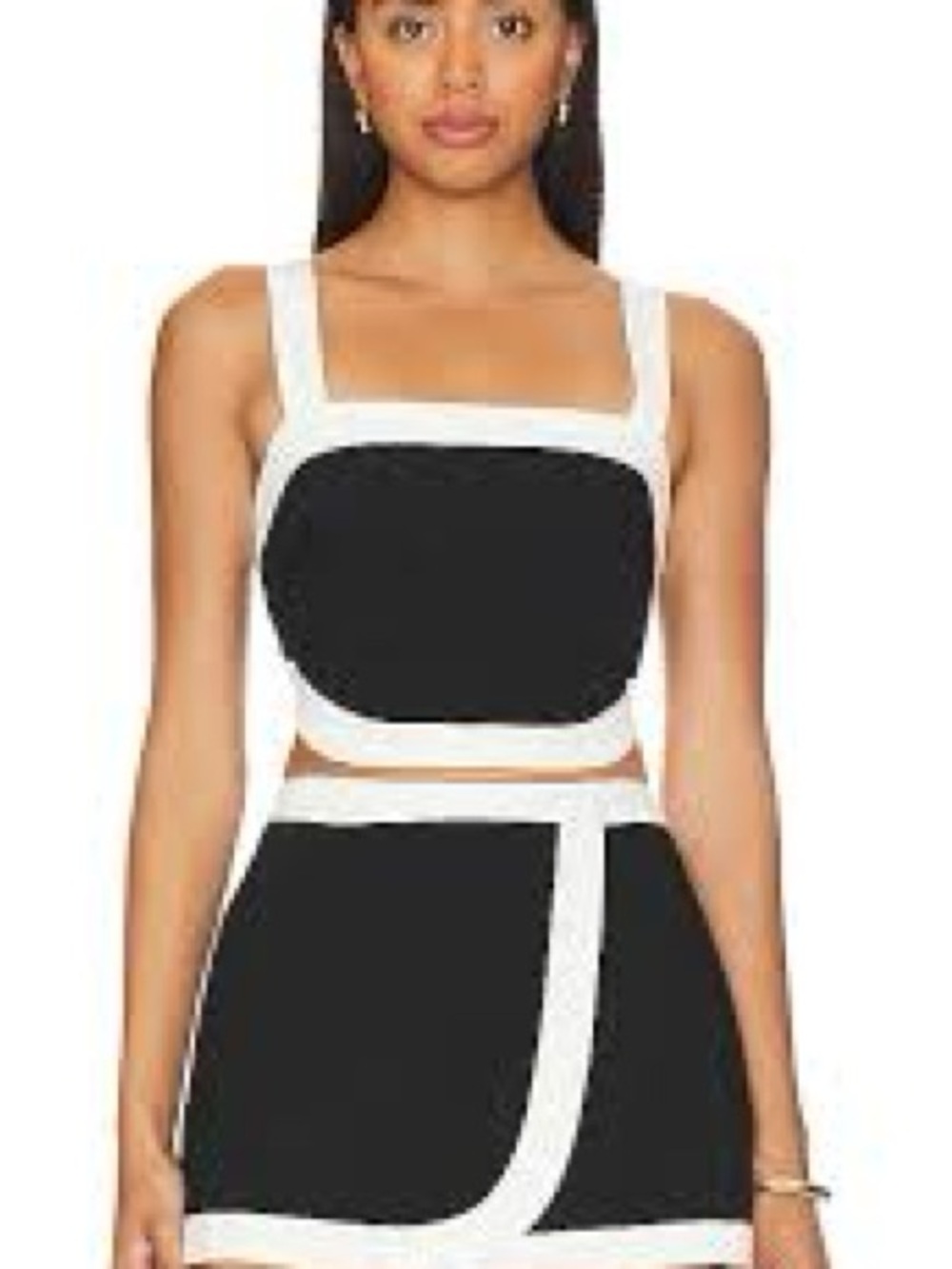 NWT Amanda‎ Uprichard Portia Crop Top Black Ivory MSRP $245 Revolve Size Small
